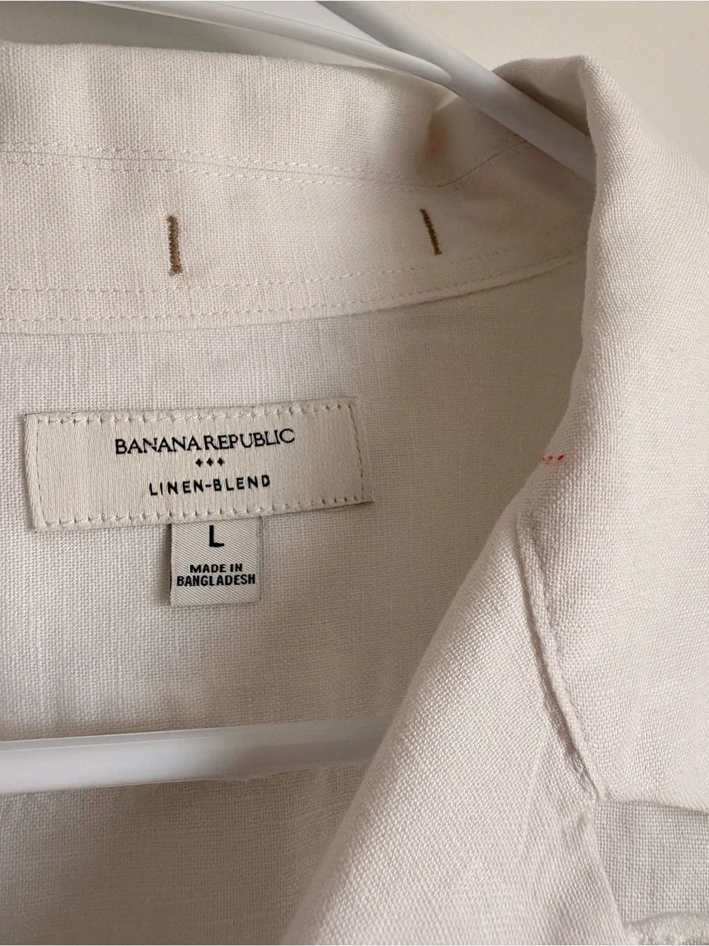 Banana Republic White Short-Sleeve Button Down Shirt linen
